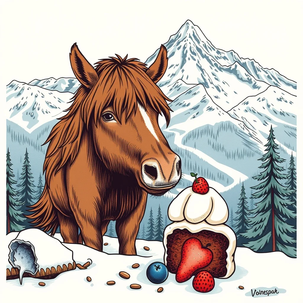 Mont Blanc dessert, French Alps, chestnut, vintage illustration