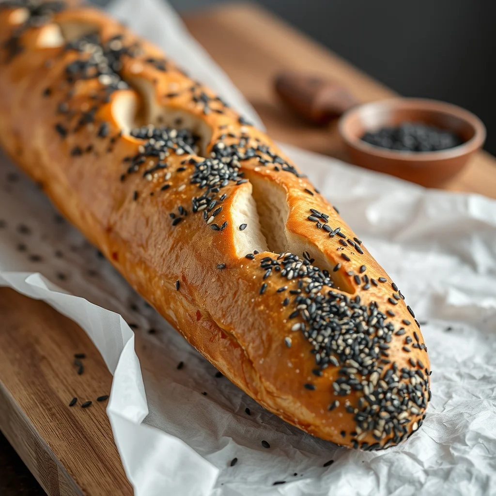 수제 빵, 검은깨, 한국 식재료, 모던 바게트, 푸드 포토그래피